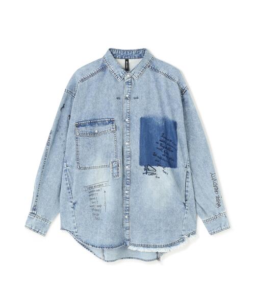 AULA AILA(アウラアイラ)の「AULA AILA/アウラアイラ/GRAFFITI DENIM SHIRT(シャツ/ブラウス・レディース・ブルー系その他3/その他4・0)」の2枚目の写真