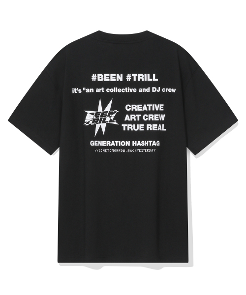 BEENTRILL(ビントリル)の「シグネチャースローガングラフィックバックプリントオーバーサイズ半袖Tシャツ(ブラック)(Tシャツ/カットソー・レディース・その他・SMALL/MEDIUM/LARGE/X-LARGE)」の2枚目の写真