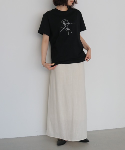HER CLOSET（ハークローゼット）の「【HER CLOSET】ガールイラストTシャツ　GIRL ILLUSTRATION TEE（Tシャツ/カットソー・レディース・ブラック/オフホワイト・S/L/M）」の10枚目の写真