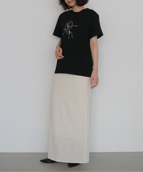 HER CLOSET（ハークローゼット）の「【HER CLOSET】ガールイラストTシャツ　GIRL ILLUSTRATION TEE（Tシャツ/カットソー・レディース・ブラック/オフホワイト・S/L/M）」の13枚目の写真