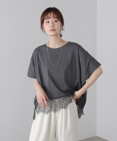 Bou Jeloud(ブージュルード)の「レースドルマンプルオーバー(Tシャツ/カットソー・レディース・オフホワイト/ブラック・FREE)」の3枚目の写真