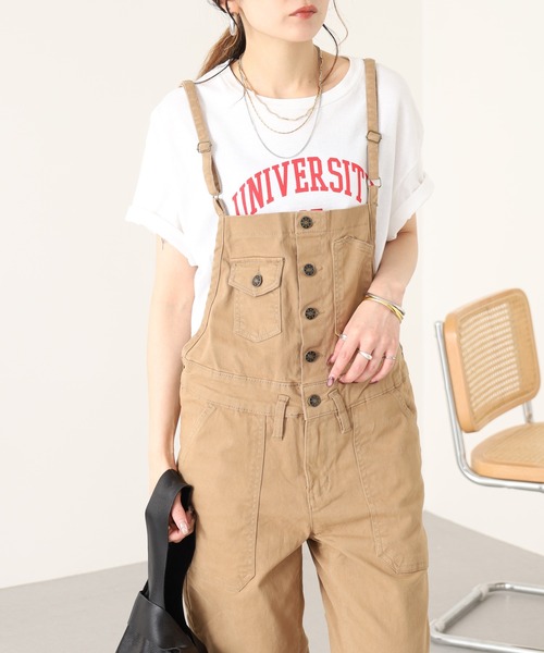 FUNALIVE(ファンアライブ)の「ツイルステッチサロペットパンツ オーバーオール サロペット オールインワン(サロペット/オーバーオール・レディース・カーキ/ベージュ・LL/3L/M)」の18枚目の写真