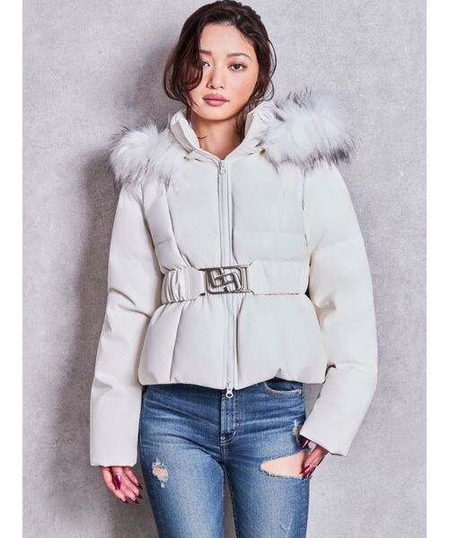GYDA（ジェイダ）の「GGベルト付フェイクレザーショートダウンコート（ダウンジャケット/コート・レディース・オフホワイト/ブラック・FREE）」の16枚目の写真