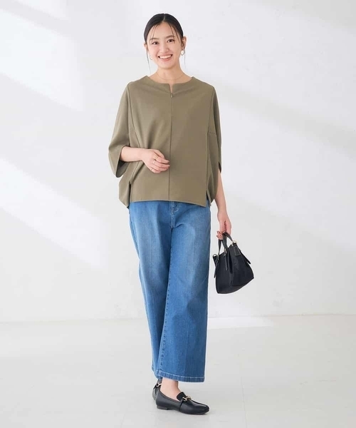 a.v.v（アーヴェヴェ）の「リップルゆるドルマンカットソー（Tシャツ/カットソー・レディース・ボルドー/ブラック/カーキ・38/40）」の16枚目の写真