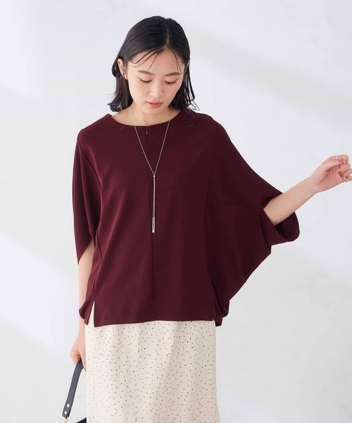 a.v.v（アーヴェヴェ）の「リップルゆるドルマンカットソー（Tシャツ/カットソー・レディース・ボルドー/ブラック/カーキ・38/40）」の20枚目の写真