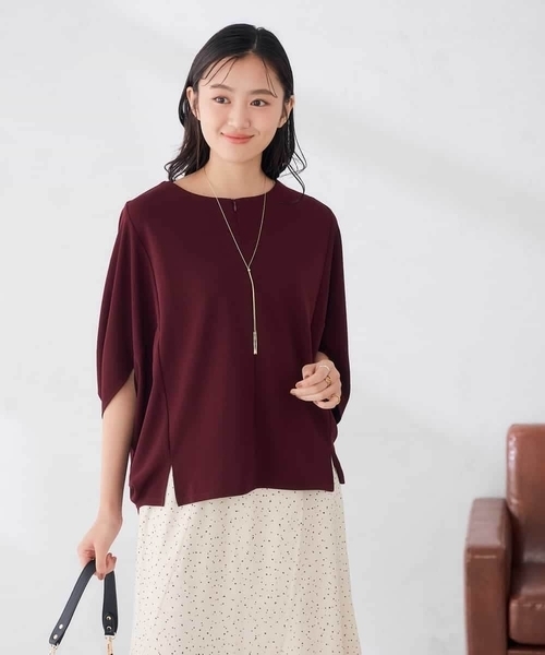a.v.v（アーヴェヴェ）の「リップルゆるドルマンカットソー（Tシャツ/カットソー・レディース・ボルドー/ブラック/カーキ・38/40）」の21枚目の写真