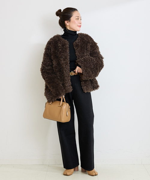 B.C STOCK(ベーセーストック)の「FUR BLOUSON(その他アウター・レディース・ブラウン/ベージュ・FREE)」の4枚目の写真