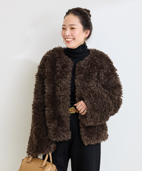 B.C STOCK(ベーセーストック)の「FUR BLOUSON(その他アウター・レディース・ブラウン/ベージュ・FREE)」の8枚目の写真