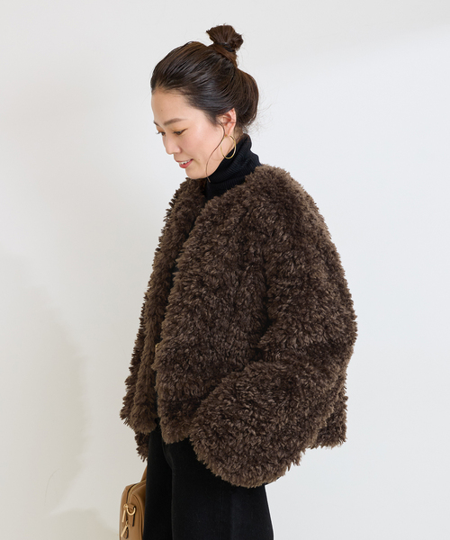 B.C STOCK(ベーセーストック)の「FUR BLOUSON(その他アウター・レディース・ブラウン/ベージュ・FREE)」の9枚目の写真