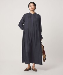 ［size SHORTあり］サテン ギャザー ロングスリーブ ワンピース