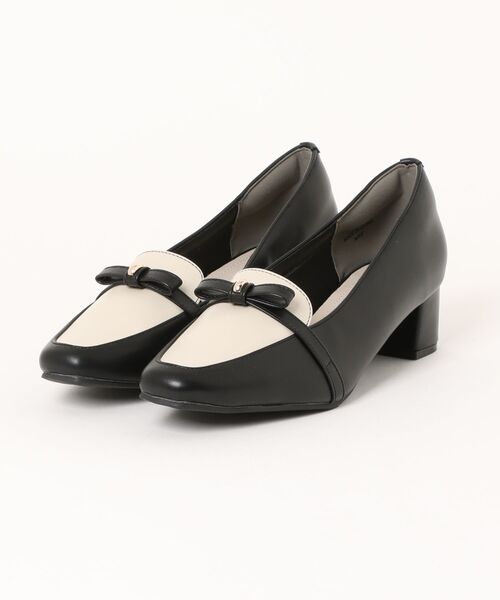 ALETTA(アレッタ)の「ALETTA-アレッタ- 究極のプレーンパンプス - スクエアトゥ4.5cm - リボンモチーフ デザインver(パンプス・レディース・ダークブラウン/グレー/ブラック/ブラック系その他・23.0cm/23.5cm/25.0cm/24.0cm/24.5cm/22.5cm)」の2枚目の写真