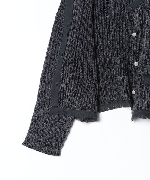 three dots(スリードッツ)の「デニモール ジャケット(ノーカラージャケット・レディース・ネイビー/ブルー/ブラック系その他・SMALL)」の5枚目の写真