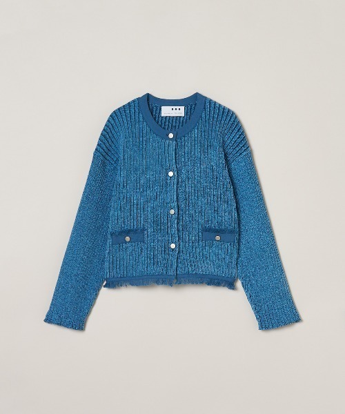 three dots(スリードッツ)の「デニモール ジャケット(ノーカラージャケット・レディース・ネイビー/ブルー/ブラック系その他・SMALL)」の3枚目の写真