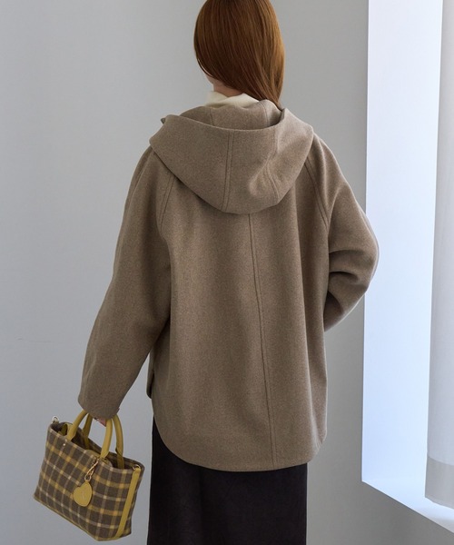 ROPE' PICNIC（ロペピクニック）の「ジャージーメルトン ジップアップフーデッドコート/無地＆ヘリンボーン・リンクコーデ（その他アウター・レディース・ダークブラウン/キナリ/ブラック系その他2・FREE）」の17枚目の写真