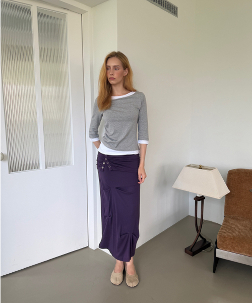 ASURA(アスラ)の「SIDE TUCK T (メランジグレー)(Tシャツ/カットソー・レディース・その他・OS)」の2枚目の写真