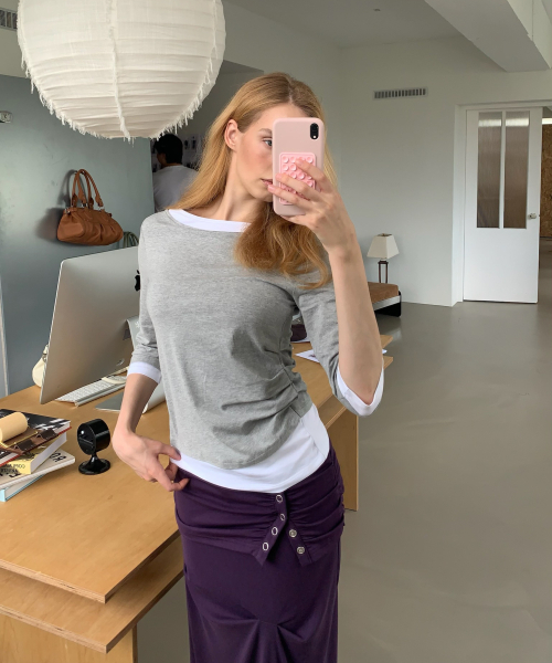 ASURA(アスラ)の「SIDE TUCK T (メランジグレー)(Tシャツ/カットソー・レディース・その他・OS)」の3枚目の写真