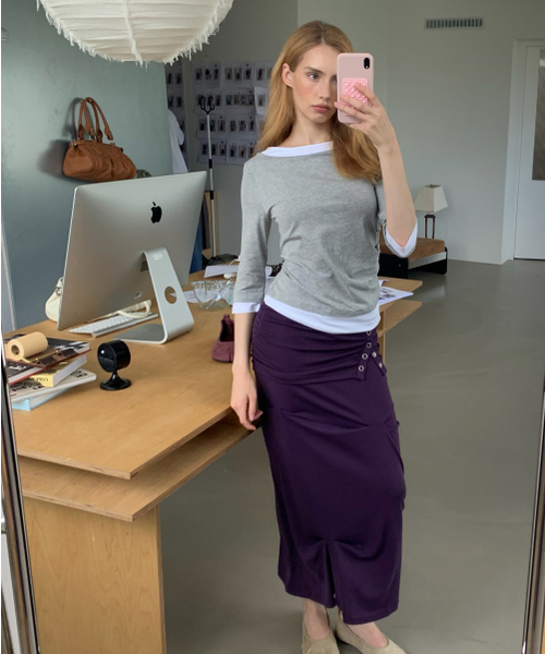 ASURA(アスラ)の「SIDE TUCK T (メランジグレー)(Tシャツ/カットソー・レディース・その他・OS)」の4枚目の写真