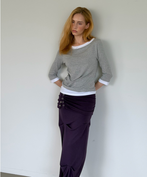 ASURA(アスラ)の「SIDE TUCK T (メランジグレー)(Tシャツ/カットソー・レディース・その他・OS)」の5枚目の写真