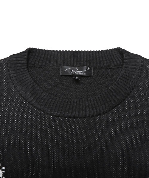 LUXSTYLE(ラグスタイル)の「綿タッチジャガード有刺鉄線柄ニット(ニット/セーター・メンズ・グレー・M/L)」の4枚目の写真