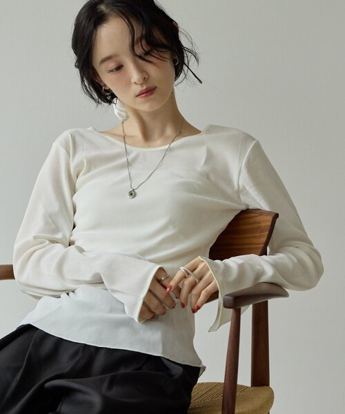 DISCOAT(ディスコート)の「【Noka】前後2WAYフロッキーメッシュプルオーバー(Tシャツ/カットソー・レディース・アイボリー/ブラック/ブラウン・FREE)」の1枚目の写真