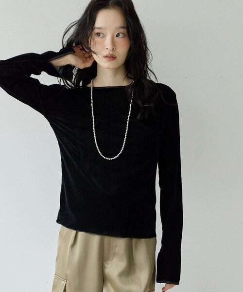 DISCOAT(ディスコート)の「【Noka】前後2WAYフロッキーメッシュプルオーバー(Tシャツ/カットソー・レディース・アイボリー/ブラック/ブラウン・FREE)」の15枚目の写真