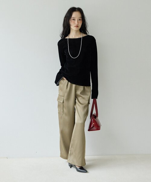 DISCOAT(ディスコート)の「【Noka】前後2WAYフロッキーメッシュプルオーバー(Tシャツ/カットソー・レディース・アイボリー/ブラック/ブラウン・FREE)」の6枚目の写真