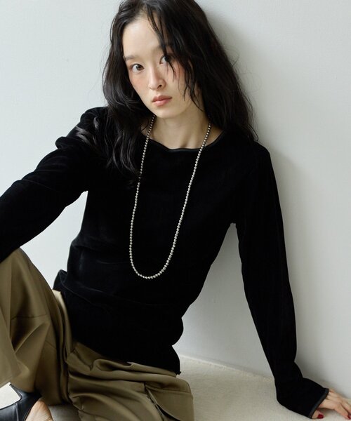 DISCOAT(ディスコート)の「【Noka】前後2WAYフロッキーメッシュプルオーバー(Tシャツ/カットソー・レディース・アイボリー/ブラック/ブラウン・FREE)」の7枚目の写真