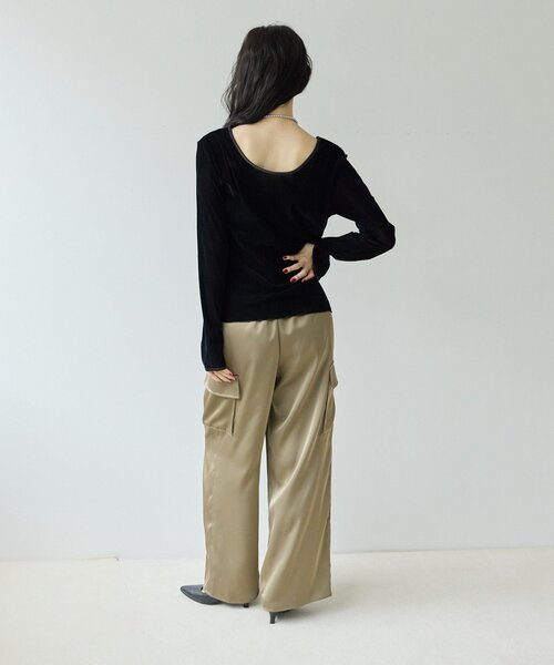 DISCOAT(ディスコート)の「【Noka】前後2WAYフロッキーメッシュプルオーバー(Tシャツ/カットソー・レディース・アイボリー/ブラック/ブラウン・FREE)」の8枚目の写真