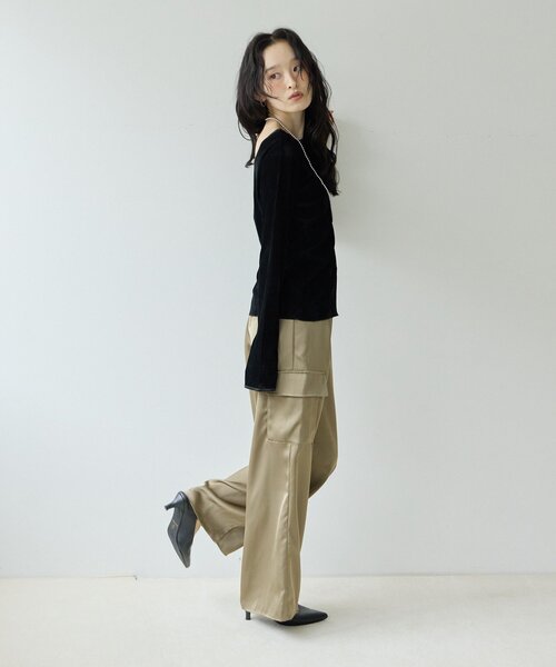 DISCOAT(ディスコート)の「【Noka】前後2WAYフロッキーメッシュプルオーバー(Tシャツ/カットソー・レディース・アイボリー/ブラック/ブラウン・FREE)」の4枚目の写真
