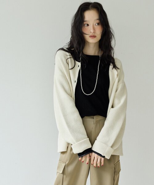 DISCOAT(ディスコート)の「【Noka】前後2WAYフロッキーメッシュプルオーバー(Tシャツ/カットソー・レディース・アイボリー/ブラック/ブラウン・FREE)」の9枚目の写真