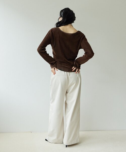 DISCOAT(ディスコート)の「【Noka】前後2WAYフロッキーメッシュプルオーバー(Tシャツ/カットソー・レディース・アイボリー/ブラック/ブラウン・FREE)」の11枚目の写真
