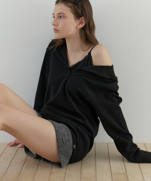 RE_L(リエル)の「TIDE フーディーオーバーサイズTシャツ(ブラック)(パーカー・レディース・その他・FREE)」の2枚目の写真