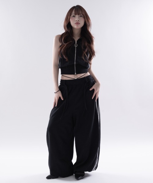 Melviianne(メルヴィアンヌ)の「Corded sweat pants(スウェットパンツ・レディース・Black/LT.Gray・FREE)」の7枚目の写真