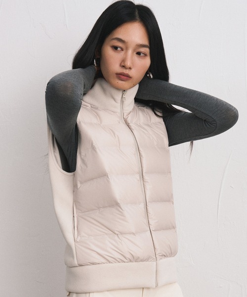 JOCOSA（ジョコサ）の「【選べる袖丈「動けるダウン」】袖なしダウンベスト ホワイトダック90％（ダウンベスト・レディース・ブラウン/ブラック/ホワイト/アイボリー・L/M）」の8枚目の写真