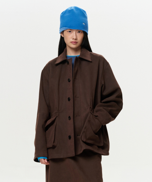 ERA(エラ)の「UNISEX ERA FAUX SUEDE SAFARI JACKET - BROWN(テーラードジャケット・レディース・その他・SMALL/MEDIUM/LARGE)」の9枚目の写真