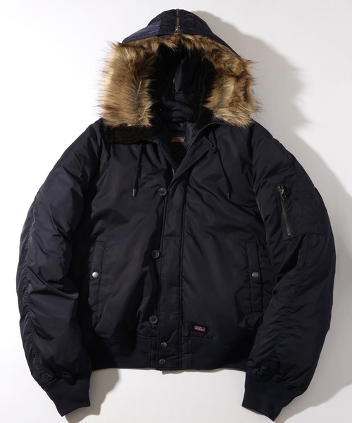 CORPUS　SELECT（コーパストーキョー）の「【GENUINE DICKIES/ジェニュインディッキーズ】別注 フードファー N-2B フライトジャケット/中綿ミリタリーブルゾン（ミリタリージャケット・メンズ・ブラック/ネイビー/カーキ/ワインレッド・M/L/XL）」の3枚目の写真