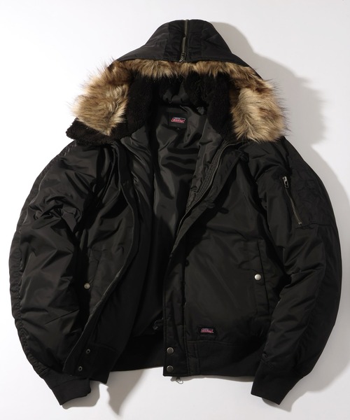 CORPUS　SELECT（コーパストーキョー）の「【GENUINE DICKIES/ジェニュインディッキーズ】別注 フードファー N-2B フライトジャケット/中綿ミリタリーブルゾン（ミリタリージャケット・メンズ・ブラック/ネイビー/カーキ/ワインレッド・M/L/XL）」の5枚目の写真