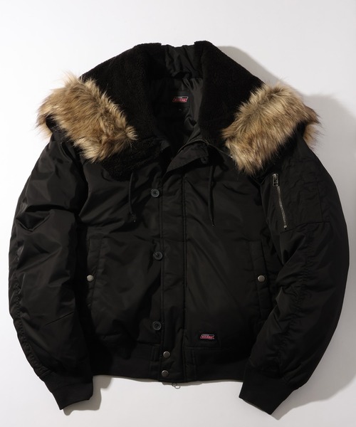 CORPUS　SELECT（コーパストーキョー）の「【GENUINE DICKIES/ジェニュインディッキーズ】別注 フードファー N-2B フライトジャケット/中綿ミリタリーブルゾン（ミリタリージャケット・メンズ・ブラック/ネイビー/カーキ/ワインレッド・M/L/XL）」の8枚目の写真