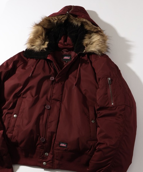 CORPUS　SELECT（コーパストーキョー）の「【GENUINE DICKIES/ジェニュインディッキーズ】別注 フードファー N-2B フライトジャケット/中綿ミリタリーブルゾン（ミリタリージャケット・メンズ・ブラック/ネイビー/カーキ/ワインレッド・M/L/XL）」の11枚目の写真