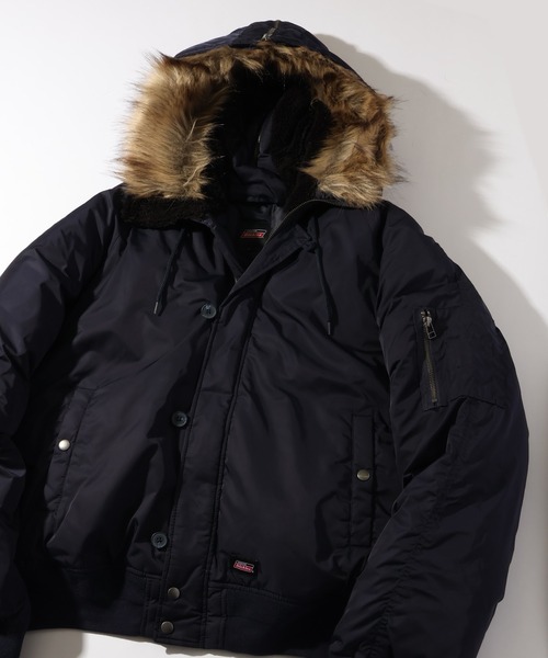 CORPUS　SELECT（コーパストーキョー）の「【GENUINE DICKIES/ジェニュインディッキーズ】別注 フードファー N-2B フライトジャケット/中綿ミリタリーブルゾン（ミリタリージャケット・メンズ・ブラック/ネイビー/カーキ/ワインレッド・M/L/XL）」の12枚目の写真