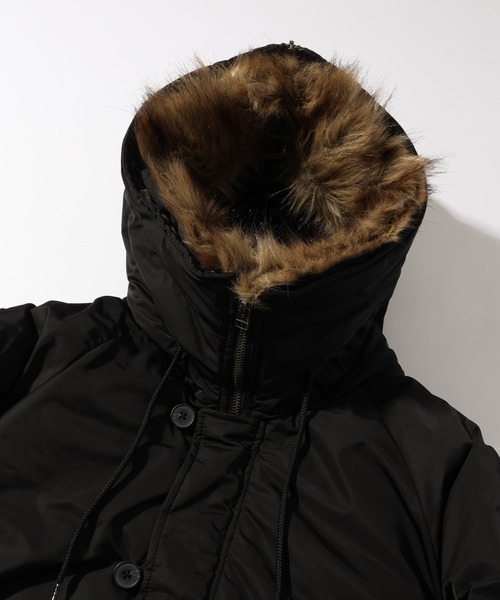 CORPUS　SELECT（コーパストーキョー）の「【GENUINE DICKIES/ジェニュインディッキーズ】別注 フードファー N-2B フライトジャケット/中綿ミリタリーブルゾン（ミリタリージャケット・メンズ・ブラック/ネイビー/カーキ/ワインレッド・M/L/XL）」の14枚目の写真