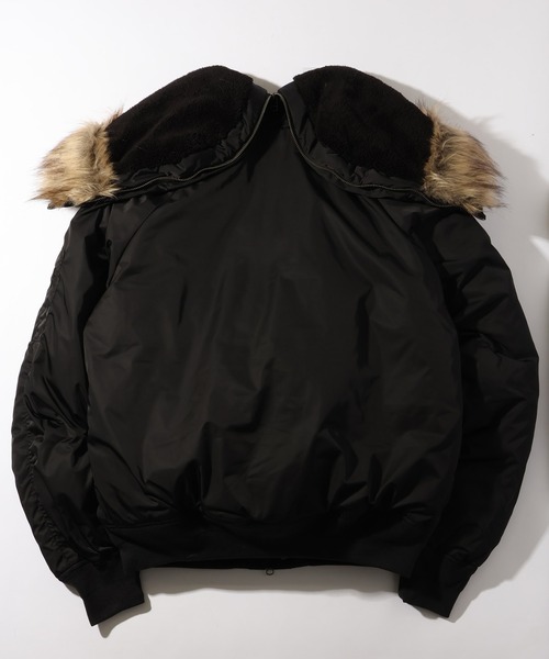 CORPUS　SELECT（コーパストーキョー）の「【GENUINE DICKIES/ジェニュインディッキーズ】別注 フードファー N-2B フライトジャケット/中綿ミリタリーブルゾン（ミリタリージャケット・メンズ・ブラック/ネイビー/カーキ/ワインレッド・M/L/XL）」の9枚目の写真