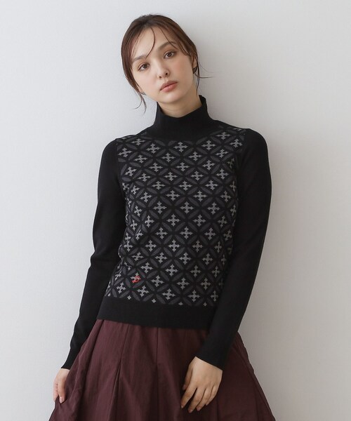 DRESSTERIOR(ドレステリア)の「オーバーラップサークルタートルニット(ニット/セーター・レディース・ブラック系/グレー系・36/38)」の1枚目の写真