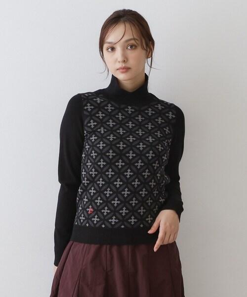 DRESSTERIOR(ドレステリア)の「オーバーラップサークルタートルニット(ニット/セーター・レディース・ブラック系/グレー系・36/38)」の4枚目の写真