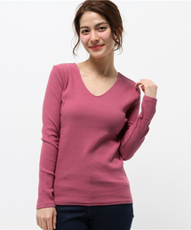 mystic | 【mystic】Vネックリブプルオーバー(Tシャツ/カットソー)