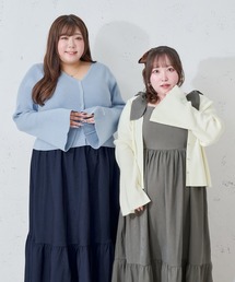 【Louiosy】【大きいサイズ】キラキラボタンカーディガン