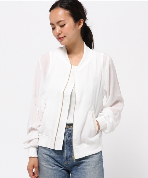 VENCEEXCHANGE（ヴァンスエクスチェンジ）の「ジョーゼット刺繍入りブルゾン  （ブルゾン・レディース・ベージュ/ブラック/オフホワイト/ダークグリーン・MEDIUM）」の13枚目の写真