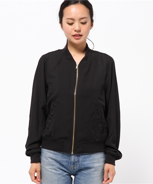 VENCEEXCHANGE（ヴァンスエクスチェンジ）の「ジョーゼット刺繍入りブルゾン  （ブルゾン・レディース・ベージュ/ブラック/オフホワイト/ダークグリーン・MEDIUM）」の5枚目の写真