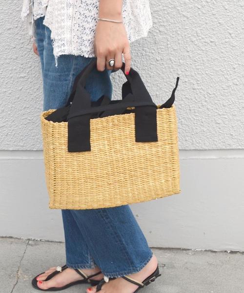 SHIPS for women(シップスフォーウィメン)の「MUUN:NINO◇(かごバッグ・レディース・ブラック/ナチュラル・ONE SIZE)」の1枚目の写真