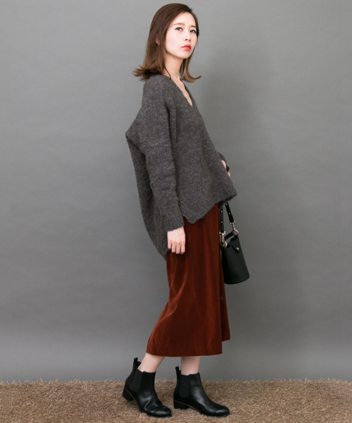 KBF（ケイビーエフ）の「【WEB限定】KBF　ブークレＶネックニット（ニット/セーター・レディース・ネイビー/ピンク/グレー・ONE）」の21枚目の写真